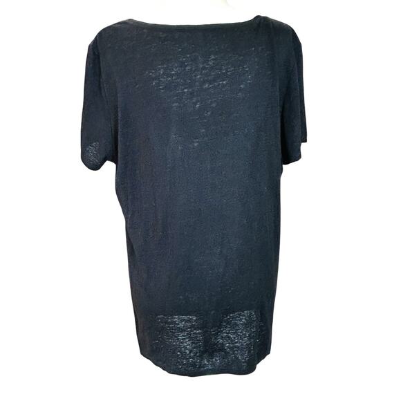 Eileen Fisher Linen V Neck Top Womens Large Black Beaded Goth Quiet Luxury Chic - Picture 2 of 15